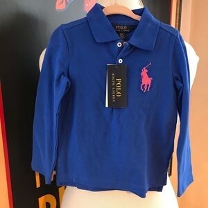 POLO: NWT Long Sleeved Royal Blue Polo Shirt Sz 3T